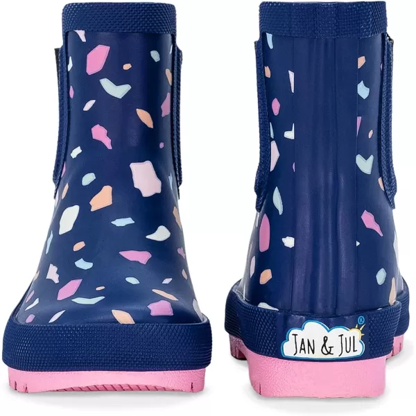 imageBaby Toddler Kids Natural Rubber Rain Boots Easyon with Soft Cotton Lining for Girls BoysTerrazzo With Elastic
