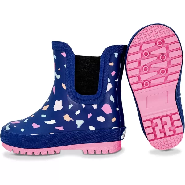 imageBaby Toddler Kids Natural Rubber Rain Boots Easyon with Soft Cotton Lining for Girls BoysTerrazzo With Elastic