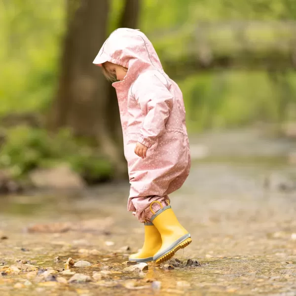 imageBaby Toddler Kids Natural Rubber Rain Boots Easyon with Soft Cotton Lining for Girls BoysYellow With Handles