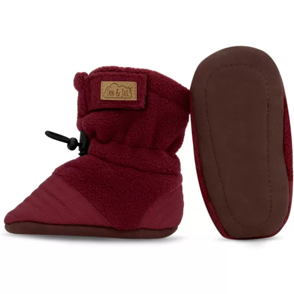 imageJAN ampamp JUL Fleece Cozy Booties for Babies and ToddlersMaroon