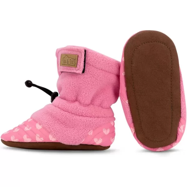 imageJAN ampamp JUL Fleece Cozy Booties for Babies and ToddlersPink Hearts