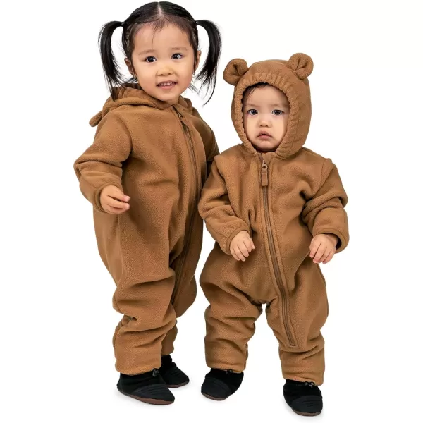 imageJAN ampamp JUL Full Zip Up Fleece Onesie for Babies and ToddlersBrown Bear