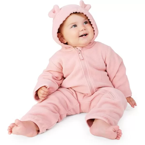 imageJAN ampamp JUL Full Zip Up Fleece Onesie for Babies and ToddlersDusty Pink