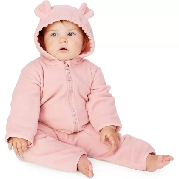 imageJAN ampamp JUL Full Zip Up Fleece Onesie for Babies and ToddlersDusty Pink