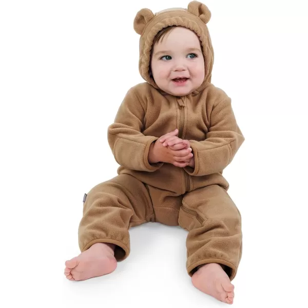 imageJAN ampamp JUL Full Zip Up Fleece Onesie for Babies and ToddlersSoft Brown