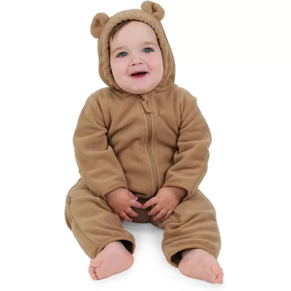 imageJAN ampamp JUL Full Zip Up Fleece Onesie for Babies and ToddlersSoft Brown