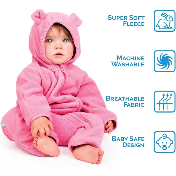 imageJAN ampamp JUL Full Zip Up Fleece Onesie for Babies and ToddlersWatermelon Pink