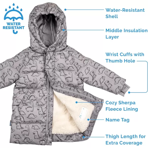 imageJAN ampamp JUL Insulated Winter Coat Sherpa Lined Cozy Jacket for KidsGlacier Dino