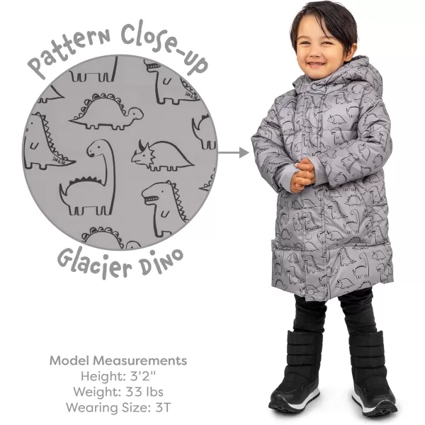 imageJAN ampamp JUL Insulated Winter Coat Sherpa Lined Cozy Jacket for KidsGlacier Dino