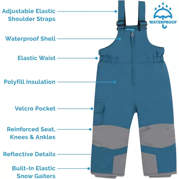 imageJAN ampamp JUL ToastyDry Waterproof Insulated Snow Bib Pants for KidsDeep Blue