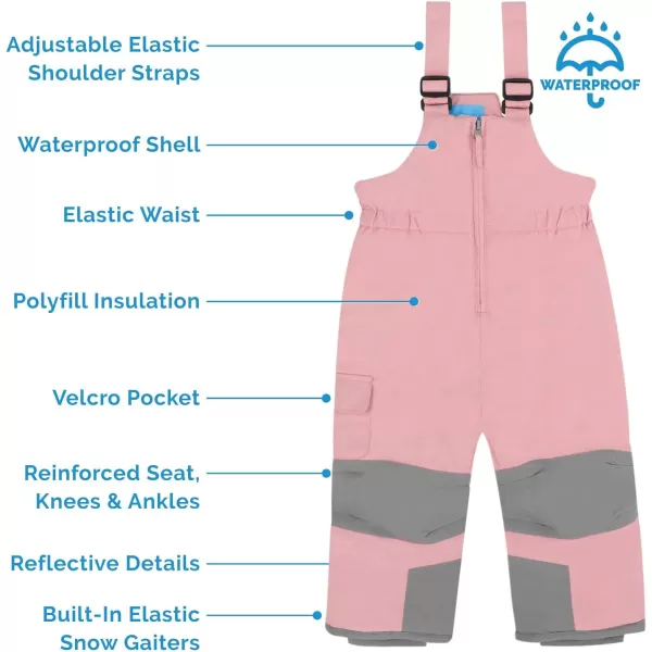 imageJAN ampamp JUL ToastyDry Waterproof Insulated Snow Bib Pants for KidsDusty Pink