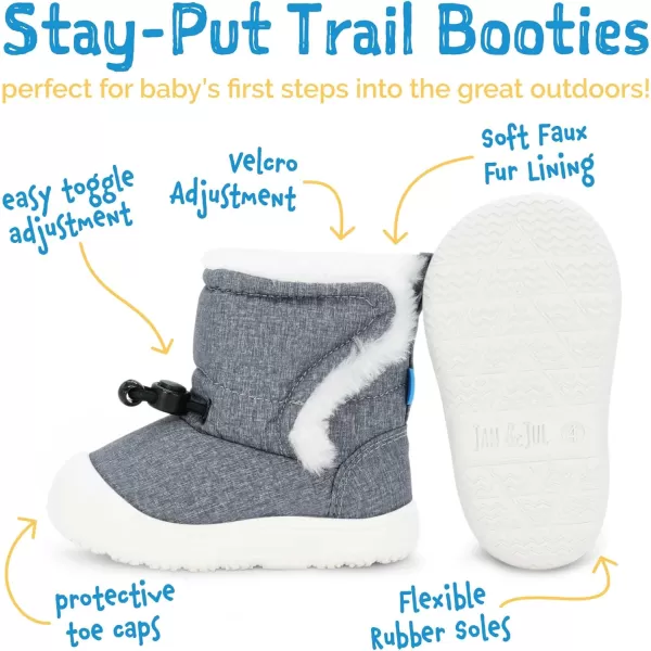 imageJAN ampamp JUL Water Resistant StayOn Winter Trail Boots for Toddler and BabyHeather Grey