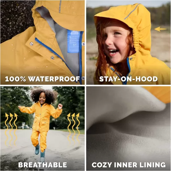 imageJAN ampamp JUL Waterproof Fleece Lined Rain Jacket Raincoat for KidsFleecelined Yellow