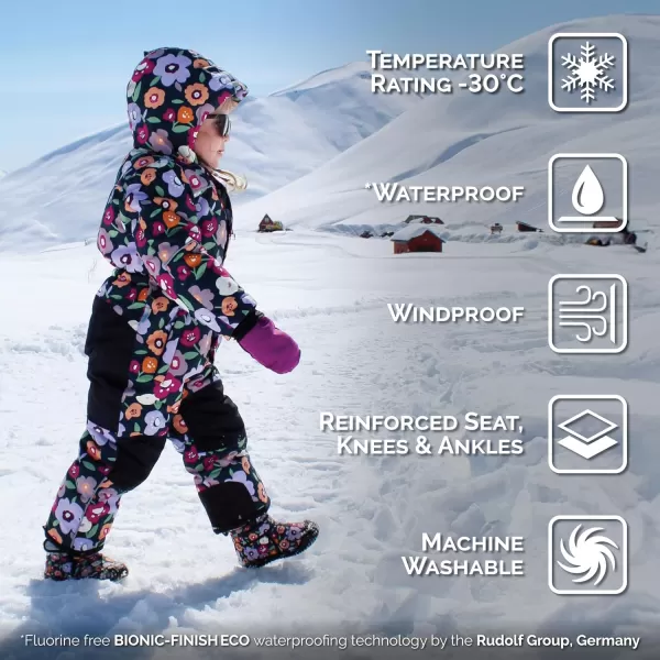 imageJAN ampamp JUL Waterproof Insulated Snow Suit for Toddlers and KidsToastydry Snow Suit Winter Flowers