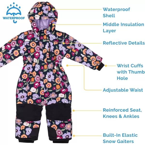 imageJAN ampamp JUL Waterproof Insulated Snow Suit for Toddlers and KidsToastydry Snow Suit Winter Flowers