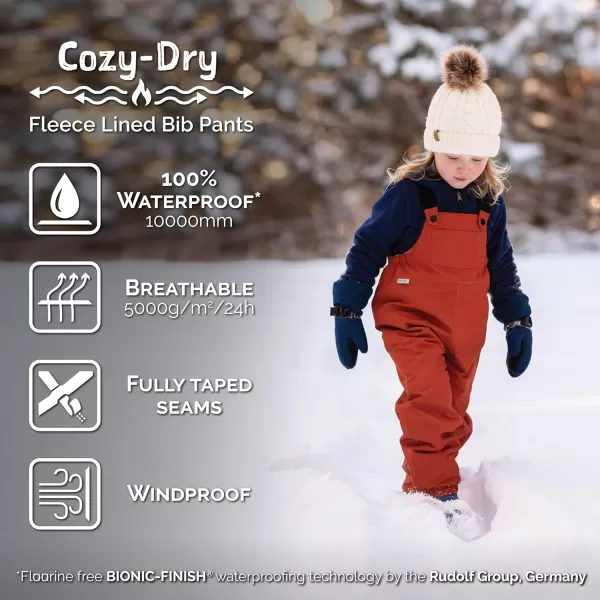 imageJAN ampamp JUL Waterproof Snow Bib Pants with FleeceLining Overalls for Toddlers and KidsCozydry Terracotta