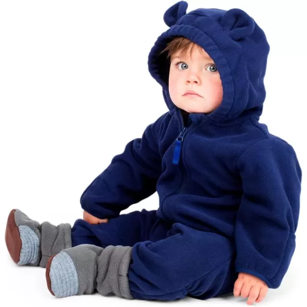 imageJAN ampamp JUL Full Zip Up Fleece Onesie for Babies and ToddlersNavy