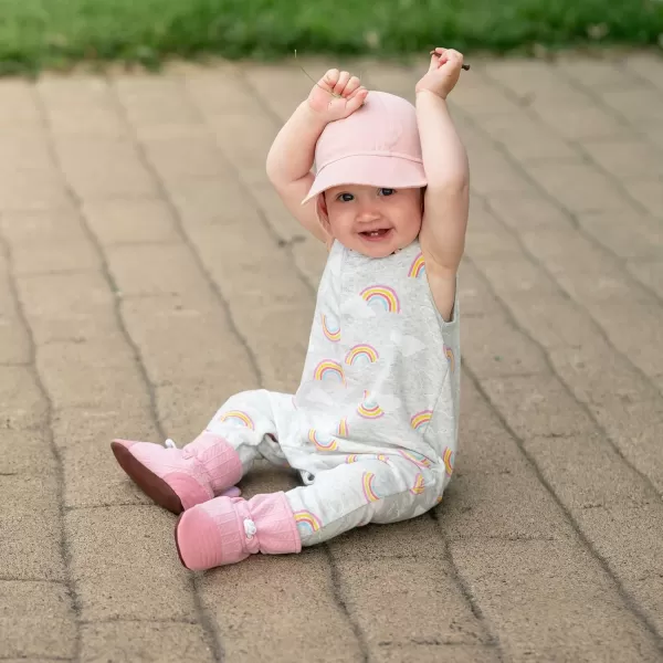 imageJAN ampamp JUL Adjustable Stayon Lite Baby Booties Cotton Blend Slippers for Infant and ToddlerDusty Pink