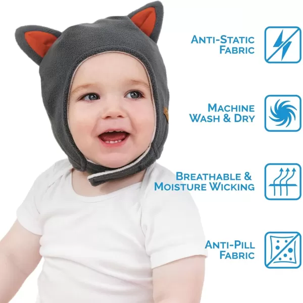 imageJAN ampamp JUL Baby and Toddlers Fleece Animal Winter HatGrey Fox