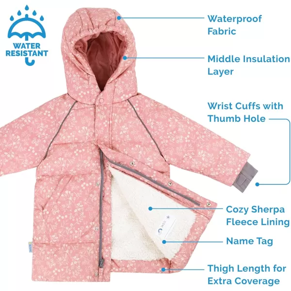 imageJAN ampamp JUL Waterproof Insulated Puffy Coat for Toddlers and KidsWaterproof Prairie Flowers