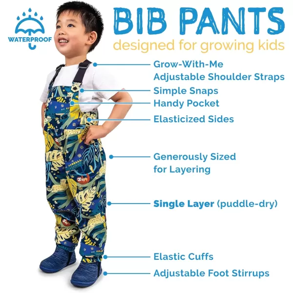 imageJAN ampamp JUL Waterproof Rain Bib Pants Overalls for Toddlers and KidsSingle Layer Space Dinos