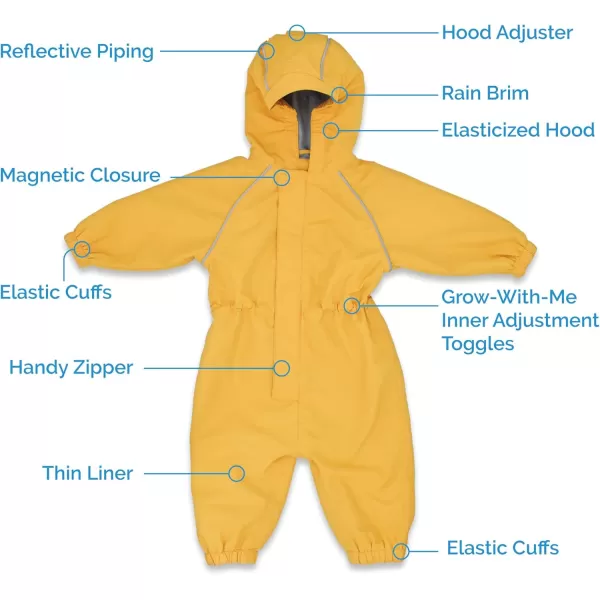 imageJAN ampamp JUL Waterproof Rain Suit Windproof Coveralls for Toddlers and KidsThinliner Blue