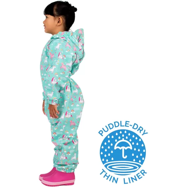 imageJAN ampamp JUL Waterproof Rain Suit Windproof Coveralls for Toddlers and KidsThinliner Unicorn