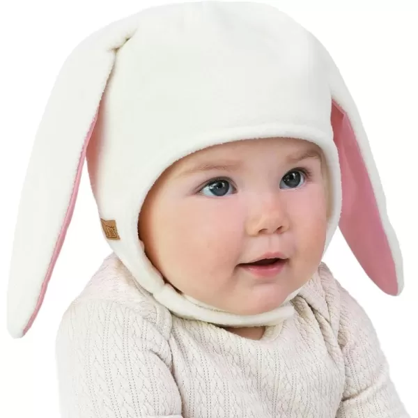 imageJAN ampamp JUL Baby and Toddlers Fleece Animal Winter HatCream Bunny