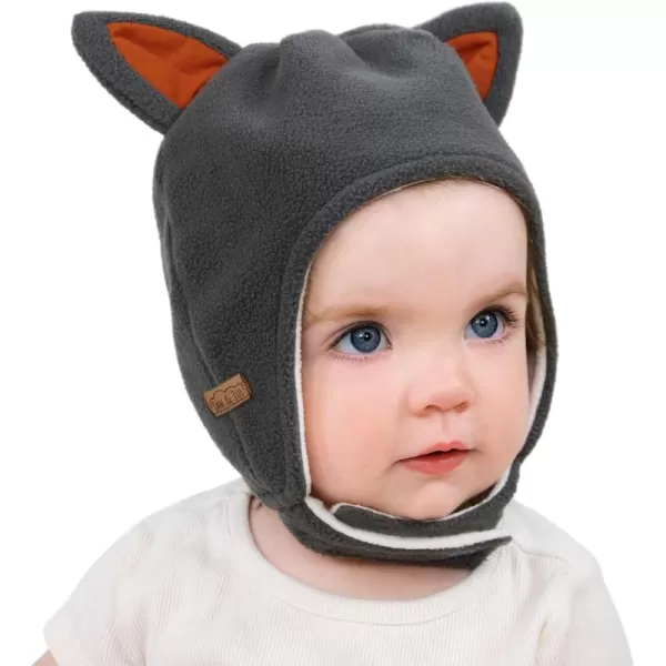 imageJAN ampamp JUL Baby and Toddlers Fleece Animal Winter HatGrey Fox