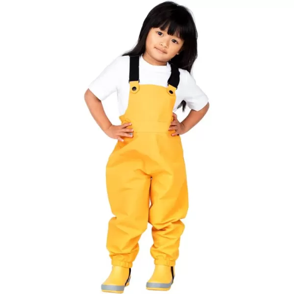 imageJAN ampamp JUL Waterproof Rain Bib Pants Overalls for Toddlers and KidsPuddledry Yellow