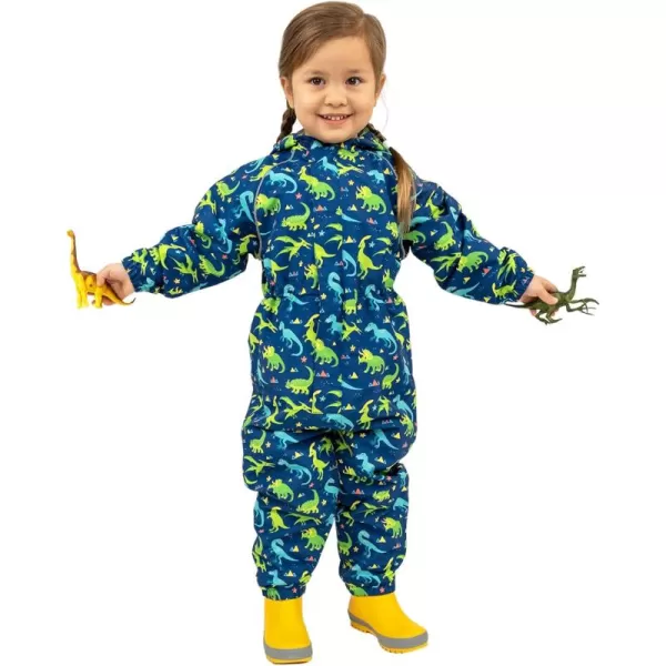 imageJAN ampamp JUL Waterproof Rain Suit Windproof Coveralls for Toddlers and KidsThinliner Dinoland