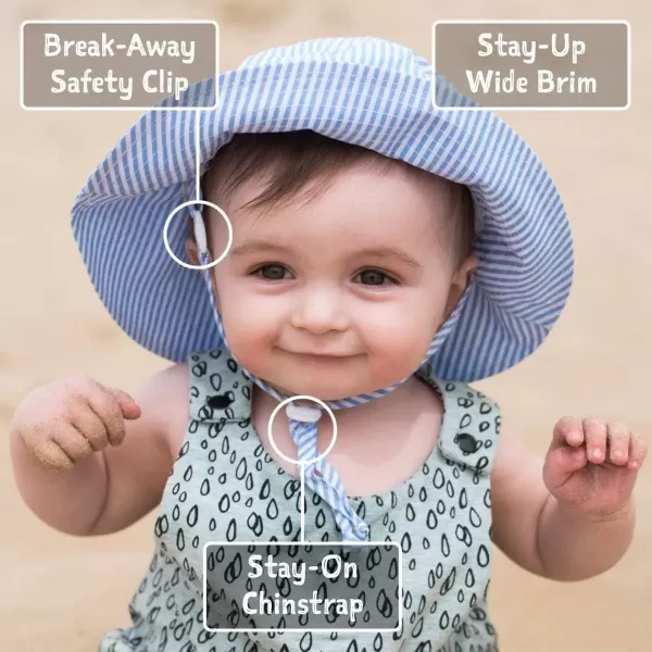 imageJAN ampamp JUL Sun Protection Baby Bucket Hat with Strings S 06 Months White Waves