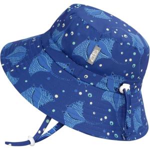 imageJAN ampamp JUL Quick Dry SunHat with Neck Flap for Swimming Boys Beach HatManta Ray
