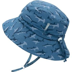 imageJAN ampamp JUL Quick Dry SunHat with Neck Flap for Swimming Boys Beach HatShark