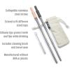 imageGoodful 8 Piece Variety Pack Reusable Travel Stainless Steel Straw Set Travel Case Cleaning Brushes Removeable Silicone Tips Multi ColorGrey and Pink