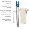 imageGoodful 8 Piece Variety Pack Reusable Travel Stainless Steel Straw Set Travel Case Cleaning Brushes Removeable Silicone Tips Multi ColorTeal and Blue