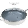 imageGoodful Ceramic Nonstick 11 Inch Grill Pan Dishwasher Safe Pots and Pans Comfort Grip Stainless Steel Handle Made without PFOA Griddle CreamCream