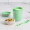 imageGoodful Double Wall Insulated Yogurt Container Leak Proof Food Storage Snack Container with Reusable Plastic Spoon Microwave Safe Dishwasher safe Freezer Safe 14Ounce Green14Ounce Yogurt Bottle