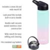 imageGoodful Double Wall Vacuum Sealed Insulated Water Bottle with Two Interchangeable Lids Sipping or Chugging Lids LeakProof Wide Mouth for Drinking and Cleaning 40 Oz TealOmbre Pink  Blue