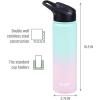imageGoodful Double Wall Vacuum Sealed Insulated Water Bottle with Two Interchangeable Lids Sipping or Chugging Lids LeakProof Wide Mouth for Drinking and Cleaning 40 Oz TealOmbre Pink  Blue