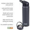 imageGoodful Double Wall Vacuum Sealed Insulated Water Bottle with Two Interchangeable Lids Sipping or Chugging Lids LeakProof Wide Mouth for Drinking and Cleaning 40 Oz TealCharcoal Gray