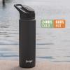 imageGoodful Double Wall Vacuum Sealed Insulated Water Bottle with Two Interchangeable Lids Sipping or Chugging Lids LeakProof Wide Mouth for Drinking and Cleaning 40 Oz TealCharcoal Gray