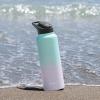 imageGoodful Double Wall Vacuum Sealed Insulated Water Bottle with Two Interchangeable Lids Sipping or Chugging Lids LeakProof Wide Mouth for Drinking and Cleaning 40 Oz TealOmbre Pink  Blue