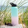 imageGoodful Double Wall Vacuum Sealed Insulated Water Bottle with Two Interchangeable Lids Sipping or Chugging Lids LeakProof Wide Mouth for Drinking and Cleaning 40 Oz TealOmbre Pink  Blue