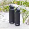 imageGoodful Double Wall Vacuum Sealed Insulated Water Bottle with Two Interchangeable Lids Sipping or Chugging Lids LeakProof Wide Mouth for Drinking and Cleaning 40 Oz TealCharcoal Gray