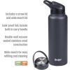 imageGoodful Double Wall Vacuum Sealed Insulated Water Bottle with Two Interchangeable Lids Sipping or Chugging Lids LeakProof Wide Mouth for Drinking and Cleaning 40 Oz TealCharcoal Gray