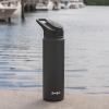 imageGoodful Double Wall Vacuum Sealed Insulated Water Bottle with Two Interchangeable Lids Sipping or Chugging Lids LeakProof Wide Mouth for Drinking and Cleaning 40 Oz TealCharcoal Gray