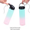 imageGoodful Double Wall Vacuum Sealed Insulated Water Bottle with Two Interchangeable Lids Sipping or Chugging Lids LeakProof Wide Mouth for Drinking and Cleaning 40 Oz TealOmbre Pink  Blue