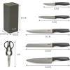 imageGoodful Premium Knife Set Sharp High Carbon Stainless Steel Blades with Storage Block 7 Pieces Charcoal GrayGray
