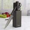 imageGoodful Premium Knife Set Sharp High Carbon Stainless Steel Blades with Storage Block 7 Pieces Charcoal GrayGray